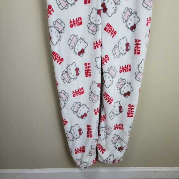 Hello Kitty Hooded One Piece Pajamas Women's Size XL Fleece Zip Up Sleepwear - Picture 12 of 15
